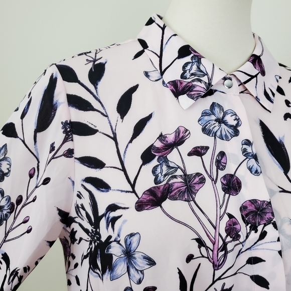 NWT Ivanka Trump Floral Wrap Front Blouse - Picture 12 of 16